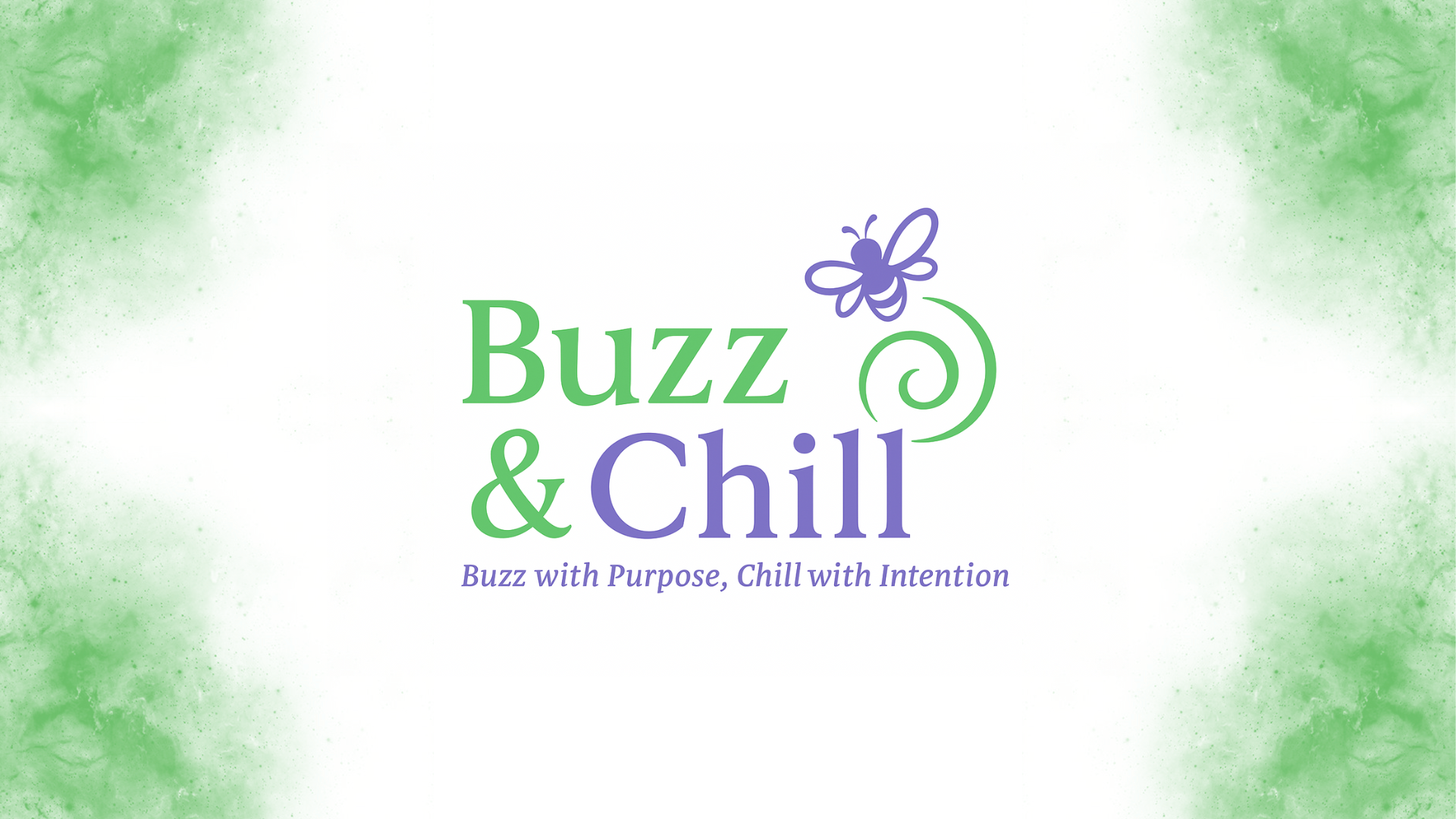 Buzz & Chill website cover Buzz and Chill logo with green corners